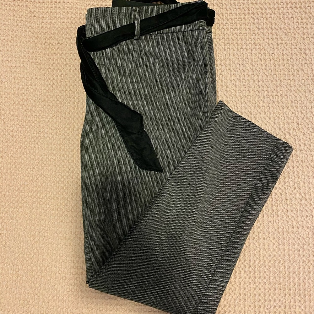 LOFT Black Marisa Cut Dress Pants with Velvet Belt